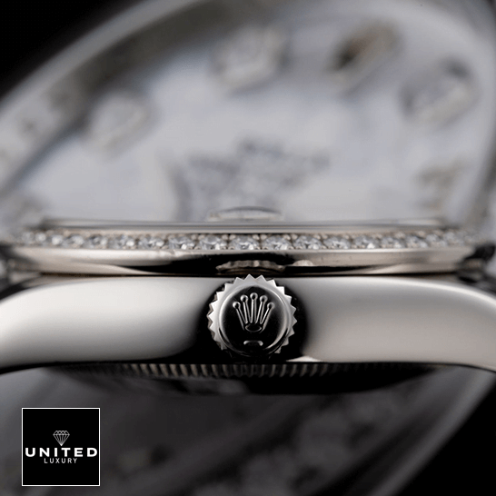 Rolex Datejust 178384-0017 White Gold Black & Diamond Dial Replica 2 Rolex Datejust White Gold 178384 Replica Crown / Push Button