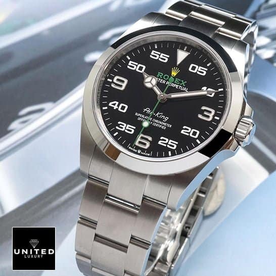 Rolex Air King 126900 Black Replica 1 Rolex Air King 126900 Replica Black Dial Steel Bezel