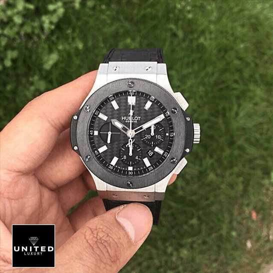 Hublot Watch Black Replica 2 Hublot Big Bang Steel Ceramic Black Dial Replica grass background