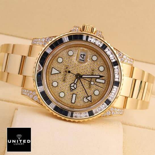 Rolex Gold Diamond Watch Replica 3 Rolex GMT-Master 116758SA Yellow Gold Oyster Bracelet Replica