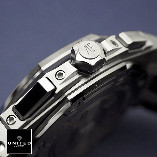 Royale Oak Blue Replica 1 Audemars Piguet Royal Oak Stainless Steel Replica crown on the ap logo