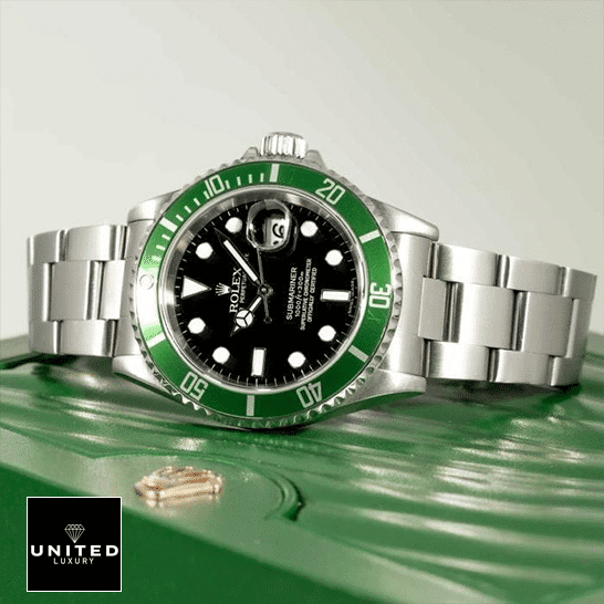 Rolex Submariner Date Black Replica 2 Rolex Submariner Date Kermit Black Dial 16610LV MK2 Replica on the Green Rolex Box