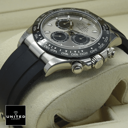 Rolex Daytona White Gold 116519LN Replica 1 Rolex Daytona White Gold116519LN-0024 Black Rubber Bracelet Replica