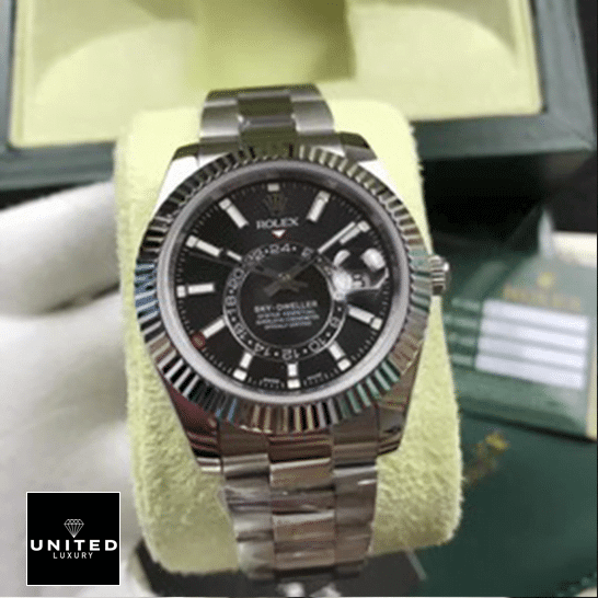 Rolex Sky-Dweller 326934 Black Dial Oyster Replica 6 Rolex Sky-Dweller Black Dial Fluted Bezel 326934 Replica