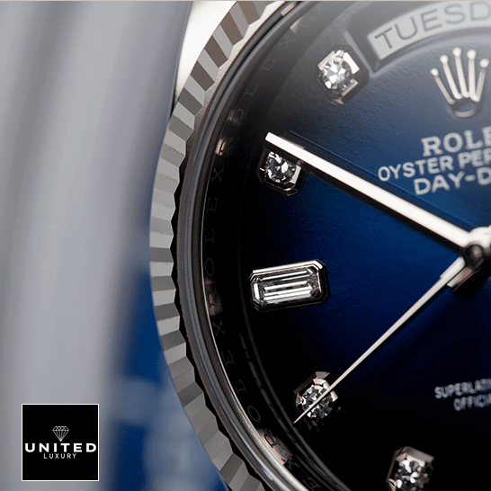 Rolex Day-Date 128239 Blue Dial With Diamond Replica 4 Rolex Day-Date 36 7118-1200R-01 Replica blue dial with diamonds