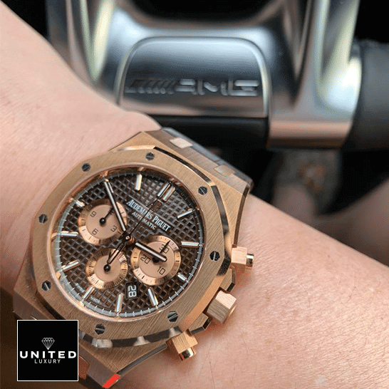 Audemars Piguet Royal Oak Chocolate Dial Replica in the mercedes car
