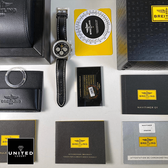 Breitling Navitimer B01 Leather Replica 5 Breitling Navitimer Black Dial Replica next to warranty card