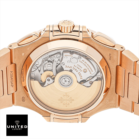 Patek Philippe Nautilus Brown Dial Replica 1 Patek Philippe Gold Case Replica upside view white background