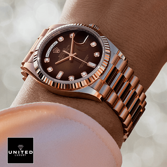 Rolex Day-Date 36 128235-0037 replica on the arm