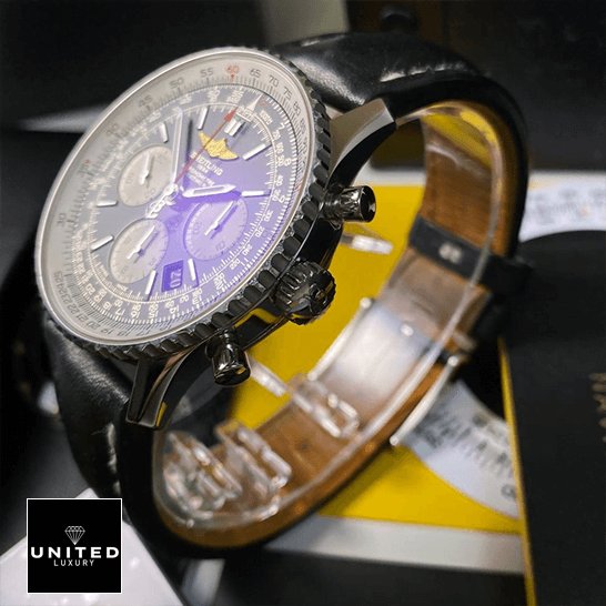 Breitling Navitimer B01 Leather Replica 3 Breitling Navitimer Black Dial Replica steel side view
