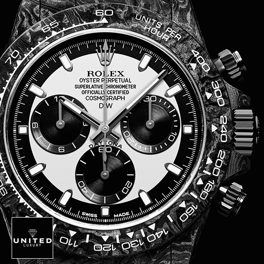 Rolex Daytona Carbon Cosmograph Cream Dial 4130CR Replica 2 Rolex Daytona Carbon Cream Dial Replica Black Background