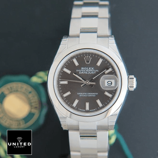 Datejust Dark Grey Replica 2 Rolex 279160 Datejust Grey Dial Oyster Replica superlat?ve cert?f?ed card