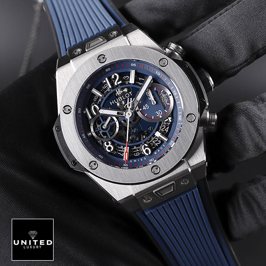 Hublot Transparent Blue Replica 2 Hublot Big Bang Unico Blue 84.394.-5471.NL_.7112.RX Replica on the hand