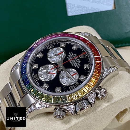 Rolex Black Diamond Replica 2 Rolex Daytona White Gold Diamond Set S.Steel Crown & Button Pusher 116599RBOW Replica