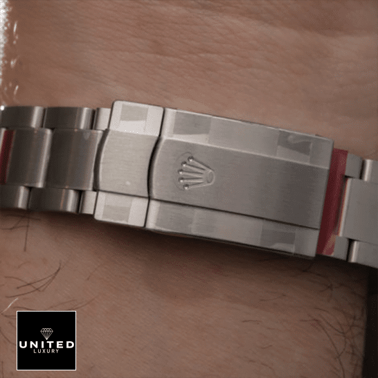 Rolex Oyster Perpetual Orange Dial 124300-0004 Replica 4 Rolex Perpetual 124300 Oyster Bracelet Replica Fold Clasp on the Rolex Logo