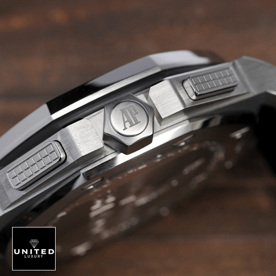 Audemars Piguet Royal Oak Steel Case Replica crown on the logo and side view
