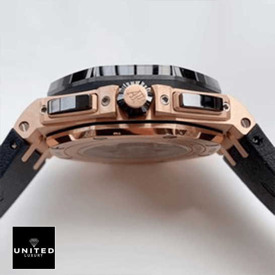 AP Rose Gold Black Replica 2 Audemars Piguet Royal Oak Offshore Gold Case Replica white background