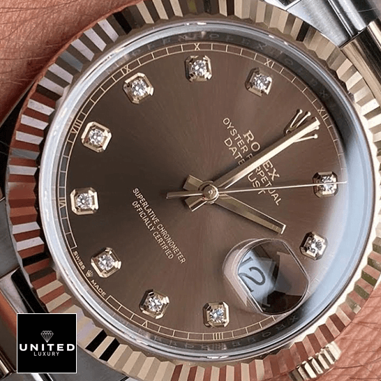 Rolex Datejust 126331 Chocolate Diamond Dial Replica close-up view above the wrist